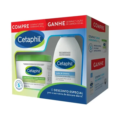 [Leve 4] Cetaphil Creme Hidratante 453g + Loção De Limpeza 120ml