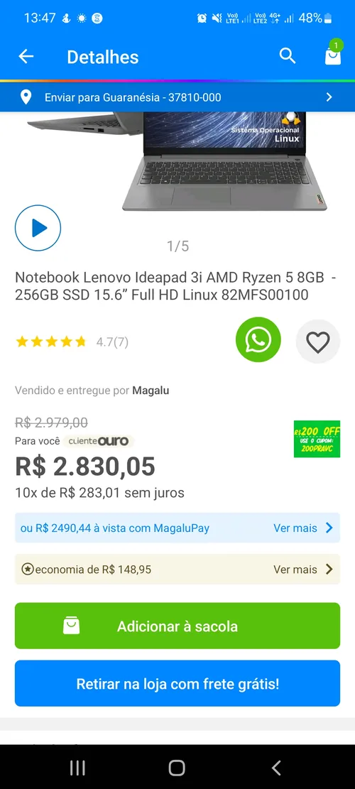 Imagem na descrição da promoção