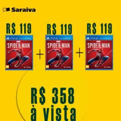 Spiderman PS4 (Compre 3 pague 2) - R$ 358