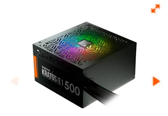 Fonte Gamdias, Kratos E1, 500W, 80% de Eficiência, RGB, GD-Z500ZZZ