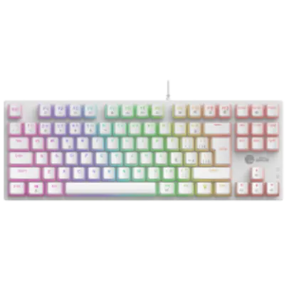 Teclado Mecânico Gamer Ninja Leap Pudim, Switch Blue, Rainbow, ABNT2, White