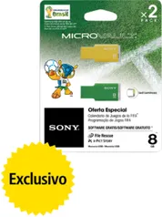 Pen Drive Sony Usm8gm/Ygic Contém 2 Pen Drives de 8Gb 1 Verde e 1 Amarelo  por R$ 19