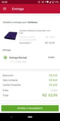 [APP] Colchão Inflável de Casal Mor com Fole R$64