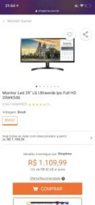 Monitor LG ultrawide 29"