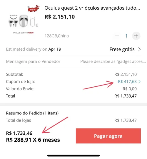 Imagen na descrição da promoção