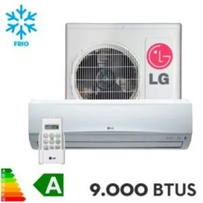 [Ricardo Eletro] Ar Condicionado Split LG 9.000 BTUs Hi Wall Smile Frio - TS-C092TNW6 por R$ 1049