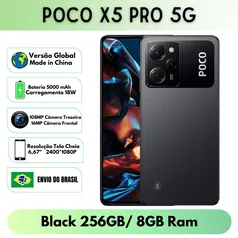 [NO BRASIL] Xiaomi Poco X5 PRO 5G 256GB ROM Black 8GB RAM Versão Global