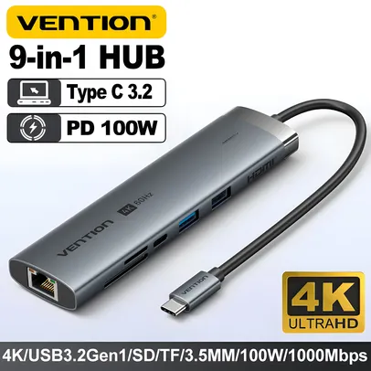 [Com Taxa] Hub USB 5 em 1 com 4K60Hz + PD 100W + 3USB3.0 Vention