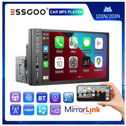 Essgoo 1 din 2 din Carro MP5 Player Rádio 7 Polegadas Tela Sensível Ao Toque Mirror Link Multimídia Car Bluetooth FM