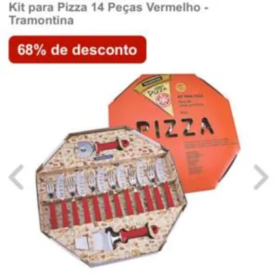 Kit para Pizza 14 Peças Vermelho - Tramontina por R$64,90