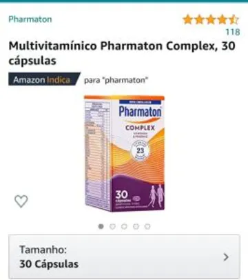 [PRIME] Multivitamínico Pharmaton Complex, 30 | R$27