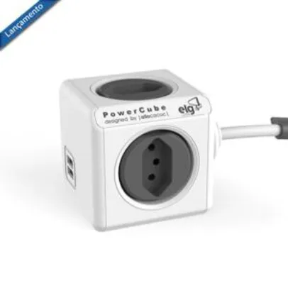 Adaptador PowerCube 4 Tomadas Bivolt + 2 USB 2.4A com Cabo 1,5M USB - PWC-X4U - ELG | R$100