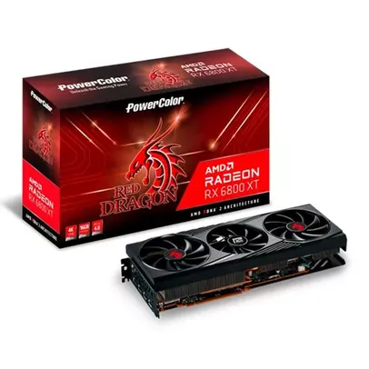 Placa de Video PowerColor Radeon RX 6800 XT Red Dragon, 16GB, GDDR6, 256-bit, AXRX 6800XT 16GBD6-3DHR/OC-NAC