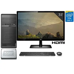 Computador Completo Intel Core i7 16GB SSD 480GB Monitor Full HD 21.5" HDMI CorPC Fast, Preto