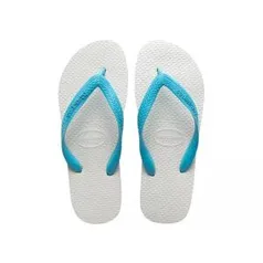 Sandálias Havaianas Tradicional - Azul Claro e Branco