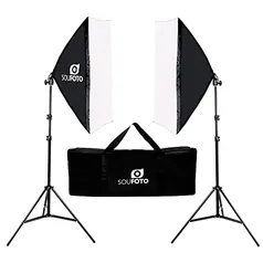 Kit de Iluminação Duplo com Softbox 50x70cm, Tripé de 2m e Bolsa Transporte Sou Foto para Estúdio Fotográfico