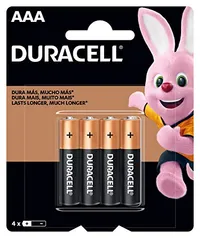 Pilha Alcalina AAA Palito DURACELL com 4 unidades