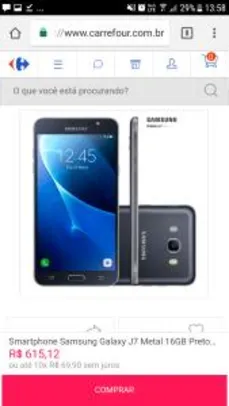 Smartphone Samsung Galaxy J7 Metal 16GB  - R$584