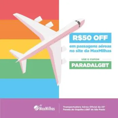 [MaxMilhas] R$50 OFF em voos para São Paulo capital entre os dias 19/06/19 a 25/06/19 | Pelando