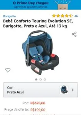 [Prime Day] Bebê Conforto Touring Evolution SE, Burigotto, Preto e Azul, Até 13 kg