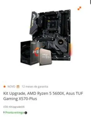 Kit Upgrade, AMD Ryzen 5 5600X, Asus TUF Gaming X570-Plus - R$3498