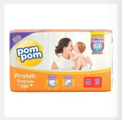 Fralda Pom Pom Protek Proteção De Mãe Mega M 46u. | R$21 [Compra de 2u.]