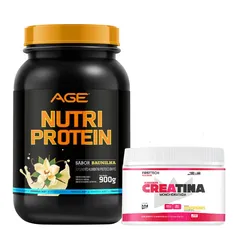 Kit Age Whey Nutri 900g + Creatina 100g +BCAA 2400 C/ 60 Cáps + Multivitamínico C/ 30 Cáps + ZMA