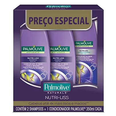 [Prime] Shampoo E Condicionador Palmolive Naturals Nutri-Liss 350ml | 2 Shampoos + 1 Condicionador | R$20