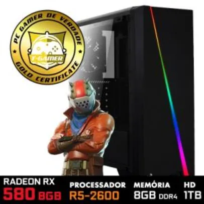 PC Gamer T-Gamer Edition AMD Ryzen 5 2600 3.4GHz / Radeon RX 580 8GB / Memória 8GB DDR4 / HD 1TB - R$3279