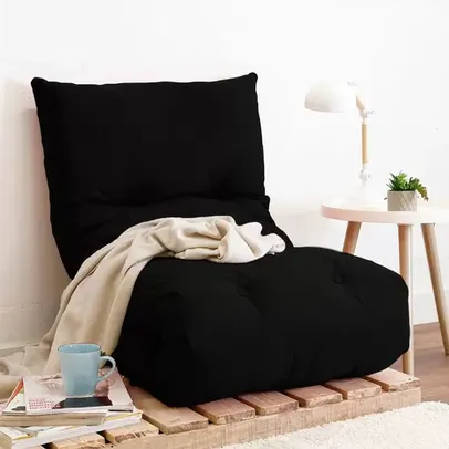 Futon Dobrável de Espuma Solteiro Preto - Emcompre