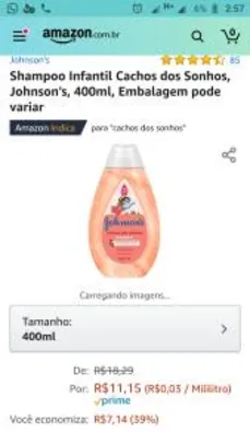 [PRIME] Shampoo Infantil Cachos dos Sonhos, Johnson's, 400ml | R$11