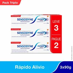 Kit Pasta de Dente Sensodyne Rápido Alívio para Dentes Sensíveis 90g 3 unidades