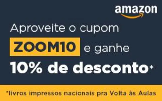 Cupom de 10% em livro impressos da Amazon