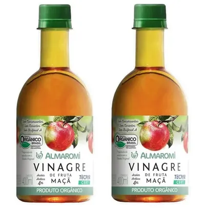 Kit 2 Unidades Vinagre De Maçã Orgânico 4% Acidez - 400ml cada - Almaromi