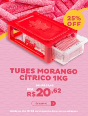 Bala Fini Tubes Morango Cítrico 1kg - R$20,62