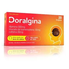 DIPIRONA+ISOMETEPTENO+CAFEÍNA - DORALGINA 20 DRÁGEAS | R$6