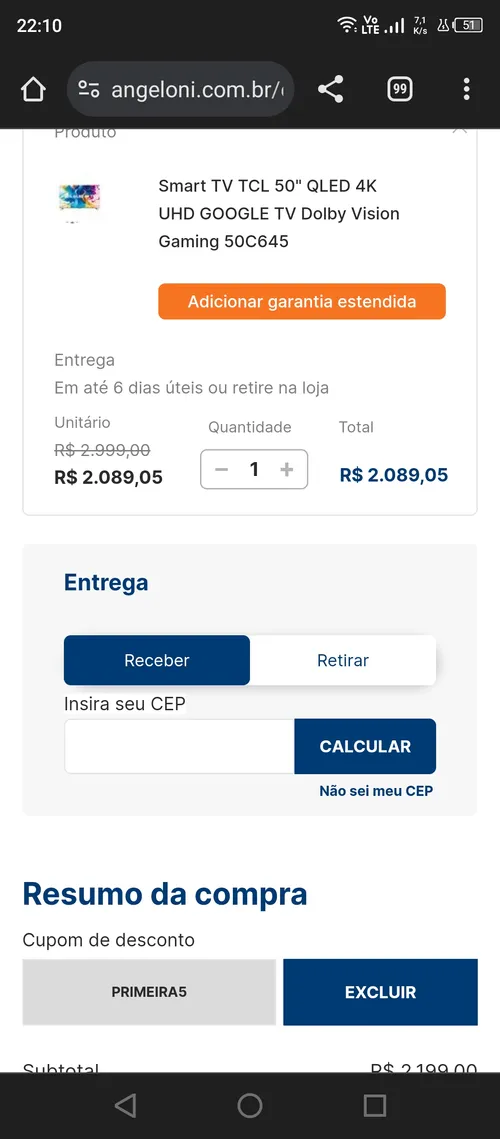 Imagem na descrição da promoção