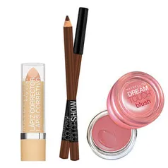 Kit Maybelline (corretivo, lápis de olhos e blush) - R$ 25