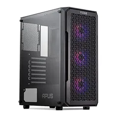 Gabinete Gamer Pichau Apus Rgb, Mid-tower, Lateral de Vidro Temperado, Com 3 Fans, Preto, Pg-aps-rgb01