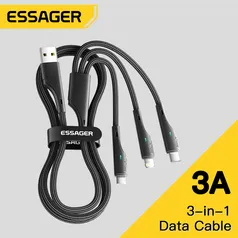 Cabo Essager 3 em 1 usb tipo c cabo micro usb carregador 