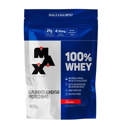 Foto do produto 100% Whey Max Titanium Refil - 900g - Morango