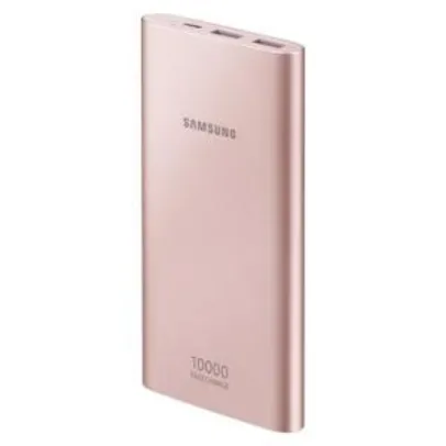 Carregador Portátil Samsung, 10000mAh, 2 USB, com Cabo, Rose/Dourado - EB-P1100CPPGBR