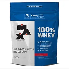 100% Whey - 900G Refil Morango - Max Titanium