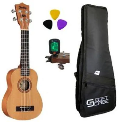 Kit Ukulele Shelby Soprano Su21m + Capa + Afinador + 3 Palhetas R$156