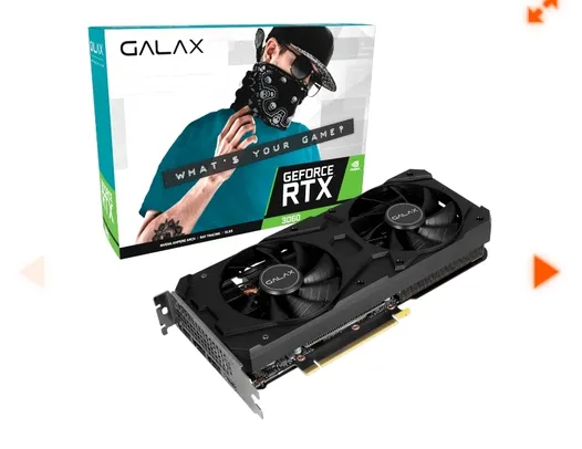 Placa de Vídeo Galax NVIDIA GeForce RTX 3060 (1-Click OC), LHR, 12GB, GDDR6, DLSS, Ray Tracing, 36NOL7MD1VOC