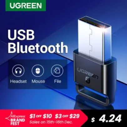 Ugreen usb bluetooth dongle adaptador 4.0 - R$37