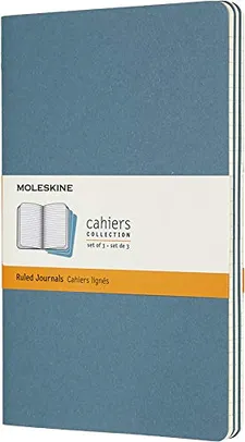 Moleskine Cahier Journal, Large, Ruled, Brisk Blue (8.25 x 5)