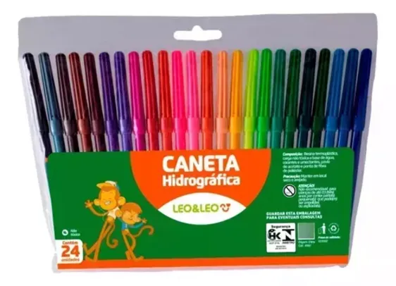 Canetinha Hidrográfica 24 Cores Leonora (Leo e Leo)- Estojo Canetas Multicolorido (pack 24 cores)