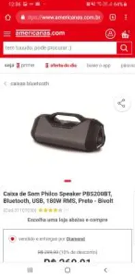 Caixa de Som Philco Speaker PBS200BT, Bluetooth, USB, 180W RMS, Preto - Bivolt - R$ 270