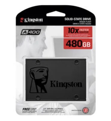 [CUPOM + AME + CARTAO] SSD Kingston A400 480GB SATA Leitura 500MB/s Gravação 450MB/s | R$325